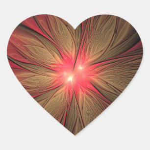 Red fansy fractal flower   heart sticker