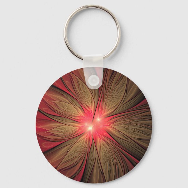 Red fansy fractal flower   key ring (Front)