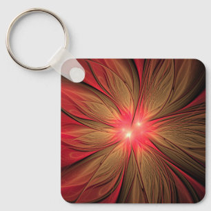 Red fansy fractal flower  key ring