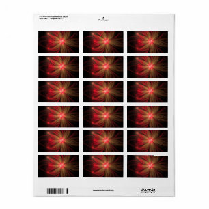 Red fansy fractal flower  label