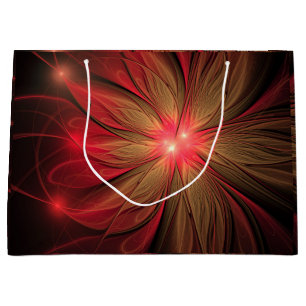 Red fansy fractal flower large gift bag