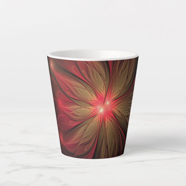 Red fansy fractal flower  latte mug (Front)