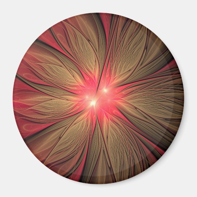 Red fansy fractal flower magnet (Front)