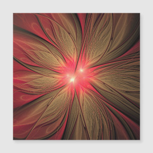 Red fansy fractal flower  magnetic invitation