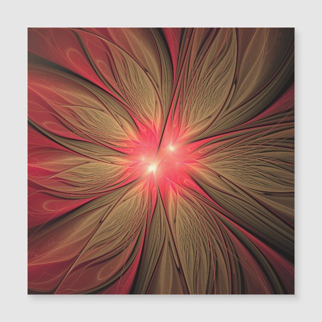 Red fansy fractal flower  magnetic invitation (Front)