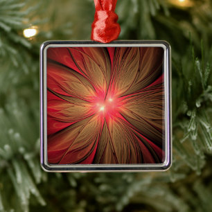 Red fansy fractal flower metal tree decoration