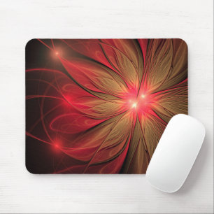 Red fansy fractal flower mouse mat