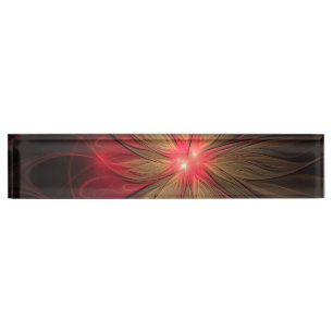 Red fansy fractal flower nameplate
