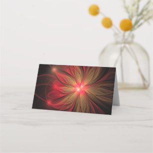 Red fansy fractal flower place card