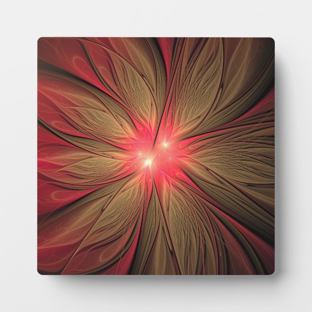 Red fansy fractal flower   plaque (Front)