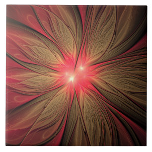 Red fansy fractal flower   tile