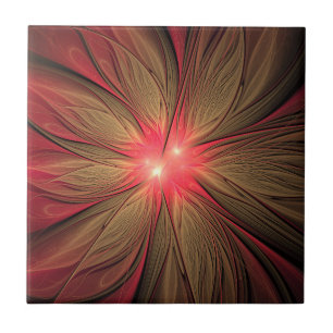 Red fansy fractal flower tile