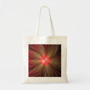 Red fansy fractal flower  tote bag