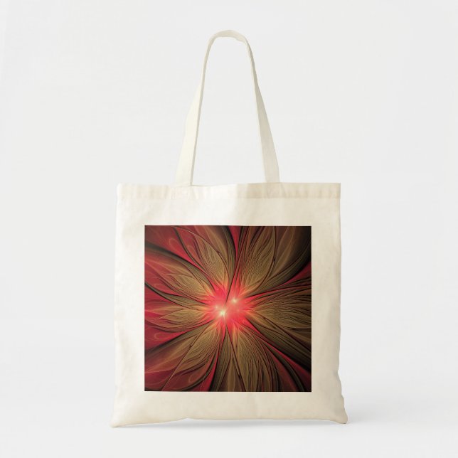 Red fansy fractal flower  tote bag (Front)