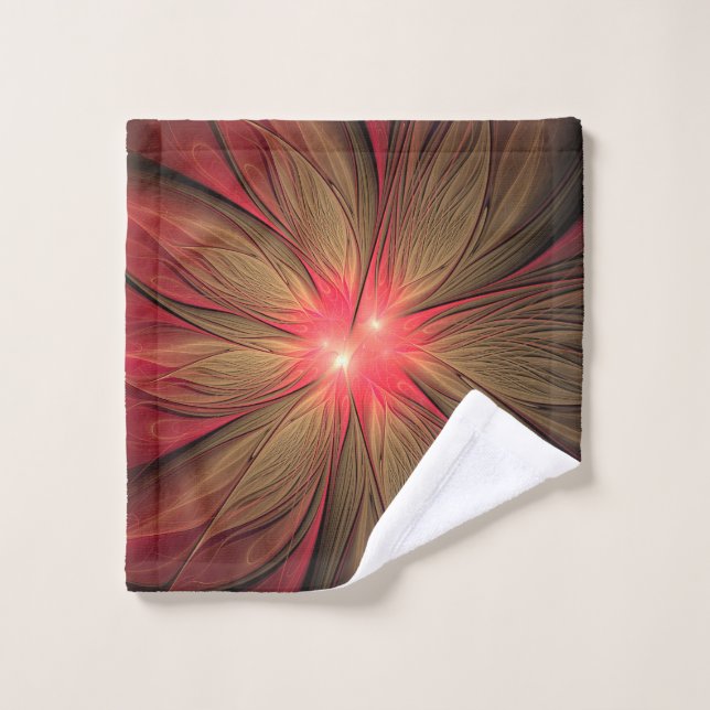 Red fansy fractal flower   wash cloth (Wash Cloth)