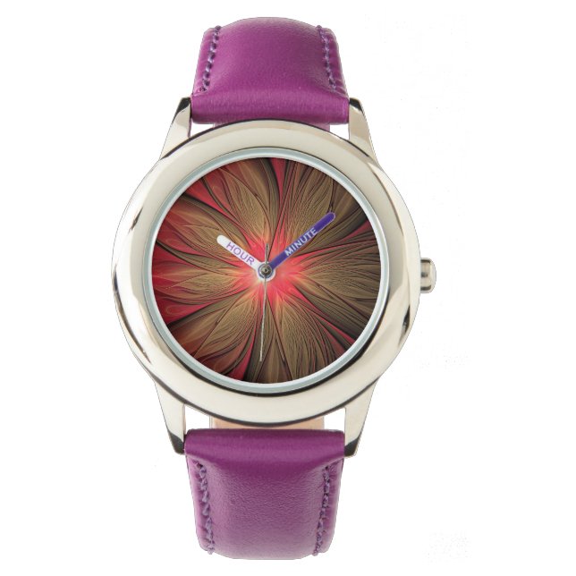 Red fansy fractal flower  watch (Front)