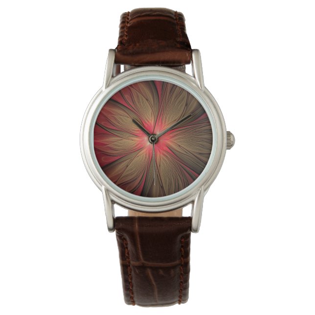 Red fansy fractal flower  watch (Front)