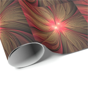 Red fansy fractal flower  wrapping paper