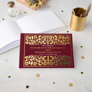 Red Fantasy Royal Mediaeval Sword Wedding Guest Book