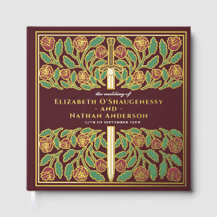 Red Fantasy Royal Mediaeval Sword Wedding Guest Book