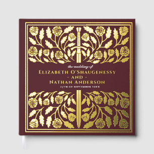 Red Fantasy Royal Medieval Sword Wedding Guest Book