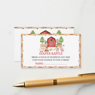 Red Farm Animals Baby Shower Enclosure Card