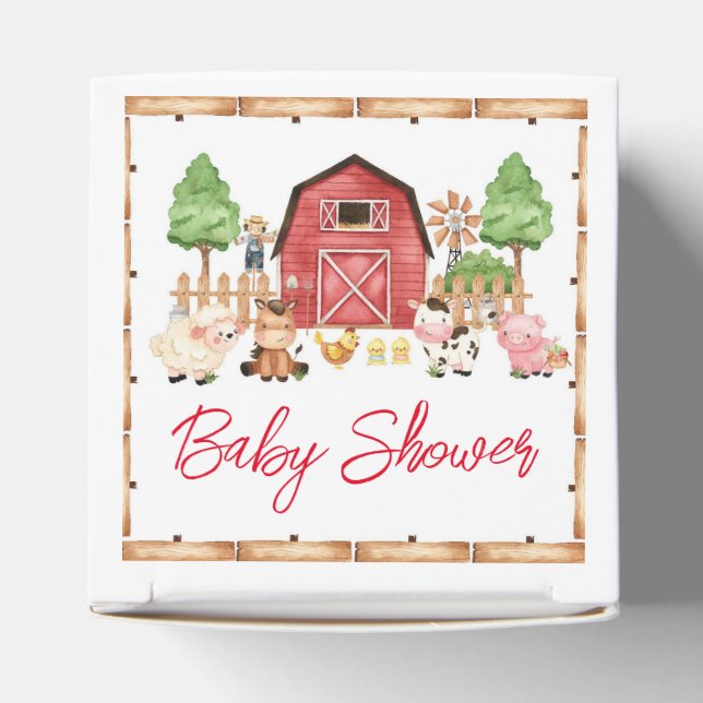 Red Farm Animals Baby Shower Favour Box (Top)