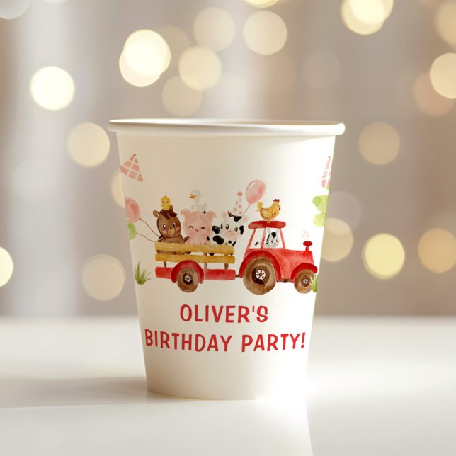 Red Farm animals birthday party Paper cup (Creator Uploaded)