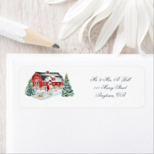 Red Farm Barnyard and Snowman Label