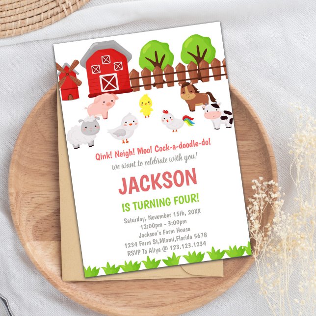 Red Farm Birthday Invitations (Red Farm Birthday Invitations)