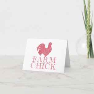 Red Farm Chick with Rooster BLANK  Card