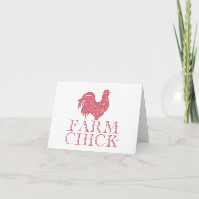 Red Farm Chick with Rooster BLANK  Card (Front)