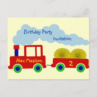 Red Farm Tractor Birthday Party Invite