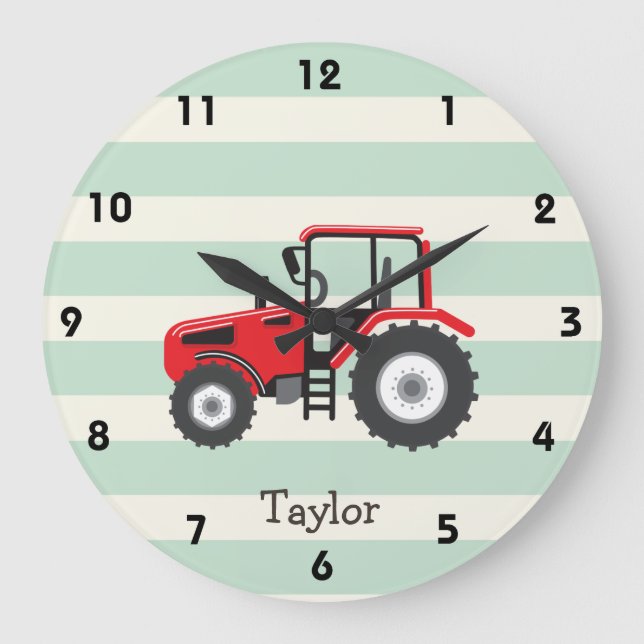 Red Farm Tractor Large Clock (Front)