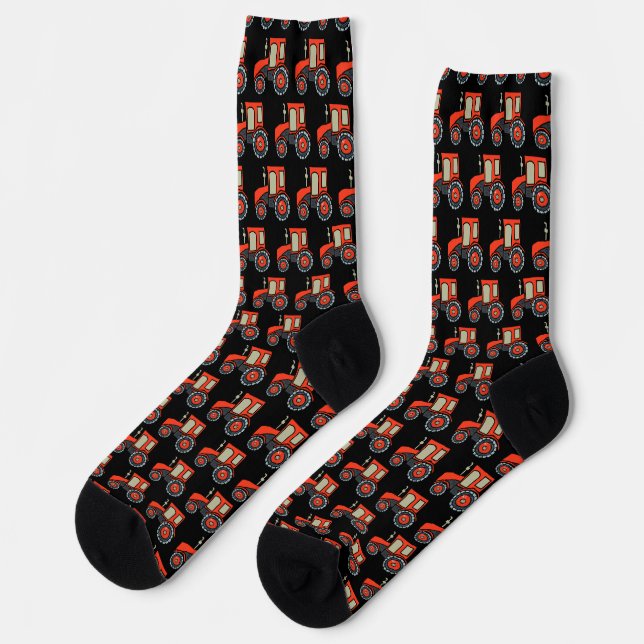Red Farm Tractor Socks (Left)