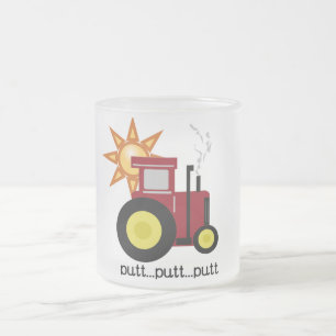 Red Farm Tractor T-shirts and Gifts Frosted Glass Coffee Mug