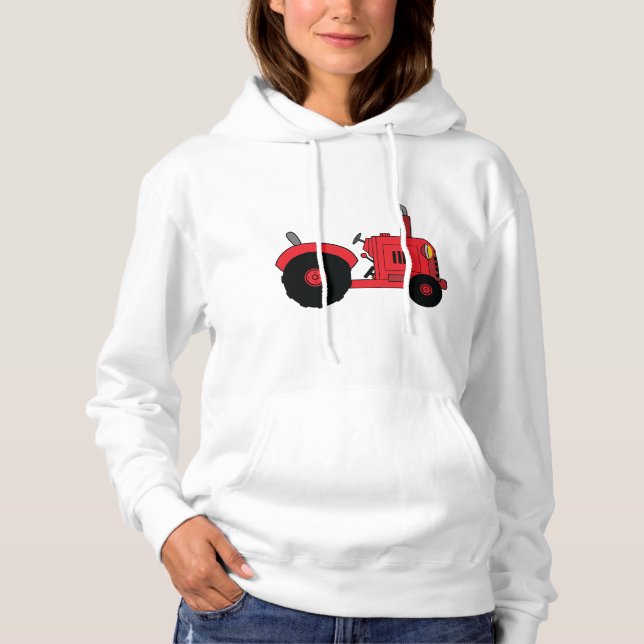 Red Farm Tractor Vehicle Hoodie (Front)