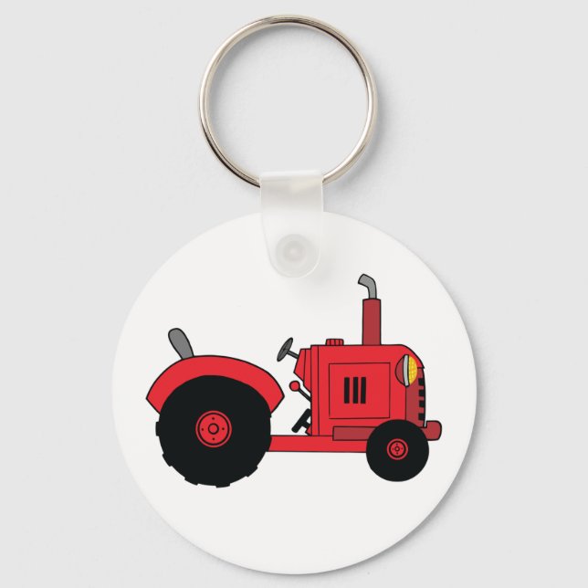 Red Farm Tractor Vehicle Key Ring (Front)