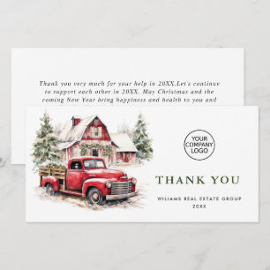 Red Farm Truck Christmas Corporate Greeting Holiday Card