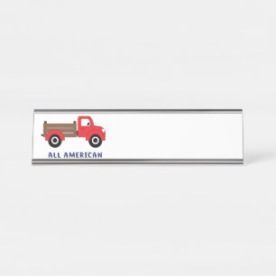 Red Farm Truck Desk Name Plate
