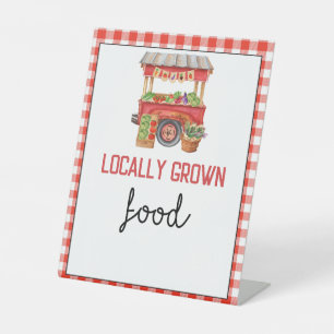 Red Farmer's Market Birthday Food Table Sign