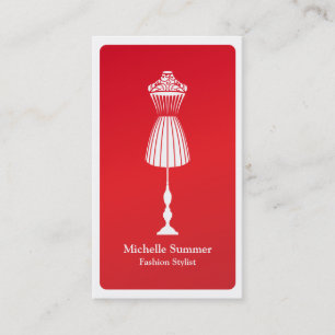 Red Fashion Designer Dressform Business Card