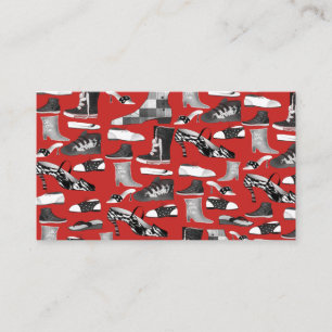 Red Fashion Shoe Pattern Business Card