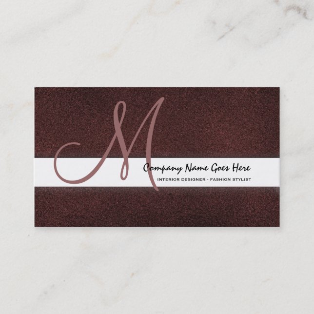 Red fashion stylist suede burgundy business card (Front)