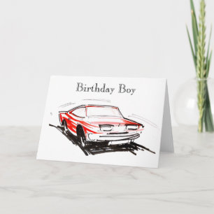 Red Fast Car Birthday Boy Card