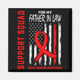 Red Father In Law Heart Disease Awareness Flag Bac Magnet