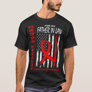 Red Father In Law Heart Disease Awareness Flag Bac T-Shirt