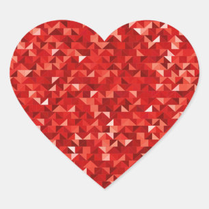 Red Faux Foil Heart Stickers