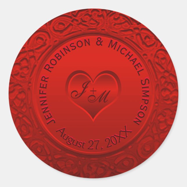 Red Faux Foil Round Sticker (Front)