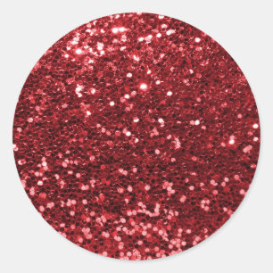 Red Faux Glitter Classic Round Sticker